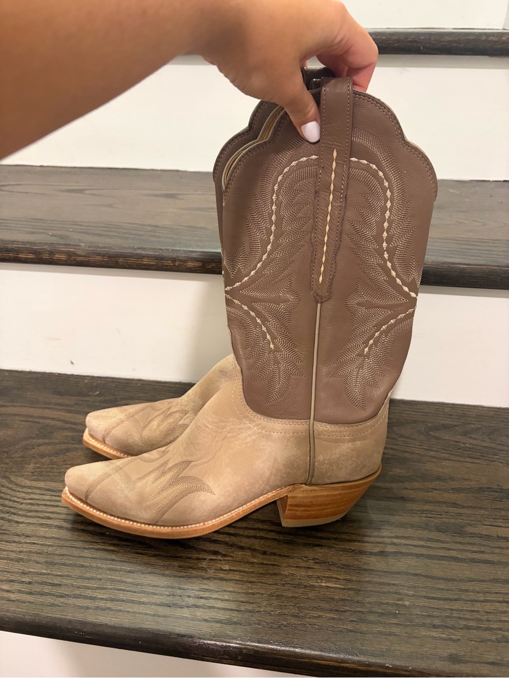 Lucchese Tan Leather Pointed-Toe Heeled Boots - Picture 2 of 5